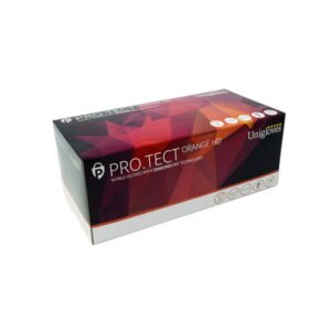 Unigloves Nitrile Gloves Protect Orange Size XL (9-10), Orange, Powder-Free, Diamond Grip, Pack of 100