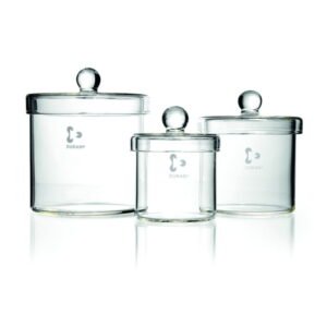 DWK Duran Cylinder 80 x 80 mm – Glass Cylinder with Knob Lid for Laboratory Use