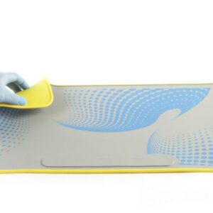Heathrow Scientific Laboratory Mat FDA 35x60cm – Yellow/Blue Dual-Sided on Grey