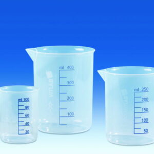 VITLAB Griffin Beaker 100 mL, PP, Blue, Embossed Graduation, Translucent, Pack of 12