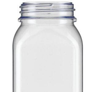 Kautex Square Wide Neck Container, 500 mL, Hard PVC, Clear, with Cap