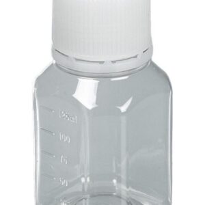 Bürkle Laboratory Bottle 125 ml, PET, Sterile with Tamper-Evident Cap, Moulded Graduation Transparent, Pack of 24