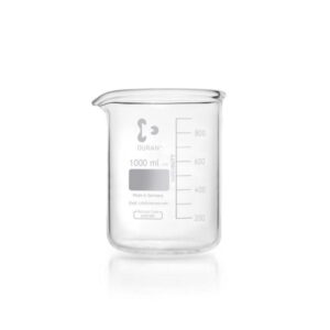 DWK Duran Super Duty Beaker 1000 mL, 105x145 mm, Low Form, with Division and Drain