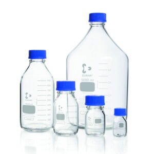 DWK Duran Graduated Laboratory Bottles, PP Screw Cap, 100 mL, Pack of 10