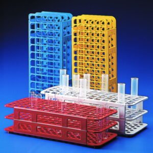 Kartell Universal Test Tube Rack for 24 Tubes, Diam 30mm, PP 112 x 300 x 85 mm, Red