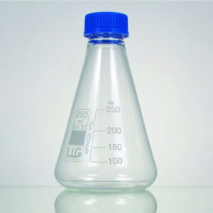 LLG Erlenmeyer Flask, 1000 mL, Boro 3.3, White Graduated, with Screw Cap GL32