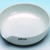 Haldenwanger Porcelain Evaporating Basin 125 mm Ø Flat with Spout Glazed DIN 12903 Form A