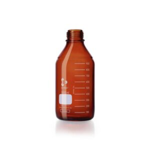 DWK Duran Amber Glass Laboratory Bottle, 1000 mL, Graduated, GL 45, Without Screw Cap