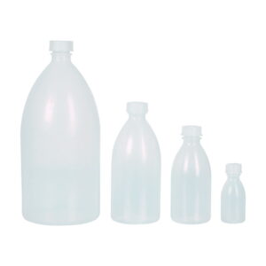 LLG Narrow Neck Bottle 50mL Round LDPE Nature with Closure, Pack of 50