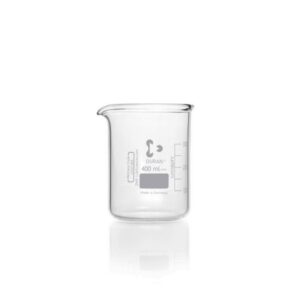 DWK Duran Super Duty Beaker, 400 ml, Low Form, with Division and Drain, 80x110 mm