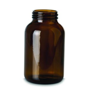 RIXIUS Wide‑Neck Bottles 1000 mL, Amber DIN 68, Without 9072167 Screw Cap (Pack of 12)