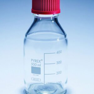 DWK Media-Lab Bottles 100 ml Pyrex, with Red Cap, Pack of 10