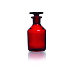 DWK Duran Narrow Neck Reagent Bottle, Soda Glass, Amber, with NS Glass Stopper, 100 ml