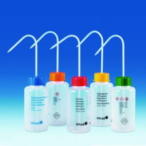 VITLAB 500 mL Wide-Neck PE-LD Safety Wash Bottle for Methylene Chloride with Vent-Cap Screw Connection