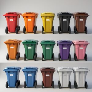 120 liter white wheelie bin