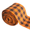 Halloween Ribbon with wired edge – Black & Orange Checks