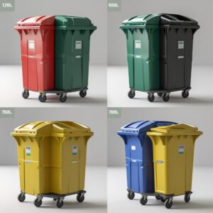 660 liter orange wheelie bin