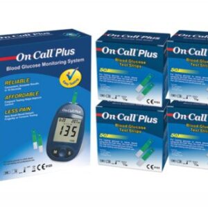 Glucose Meter + 4 boxes On Call Plus 50 Test Strips – Banded Pack