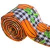 Halloween Ribbon with wired edge – Pumpkin Black Checks