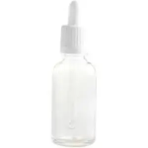 Dropper Bottle Clear Glass, White Pipette Lid