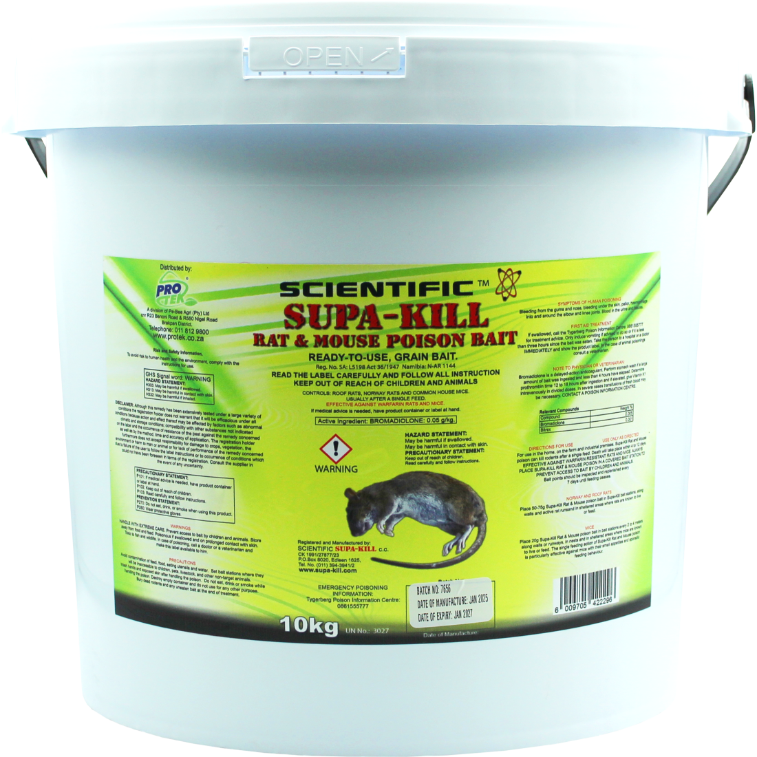 Supa-Kill Rat & Mouse Grain Poison Bait - 10Kg